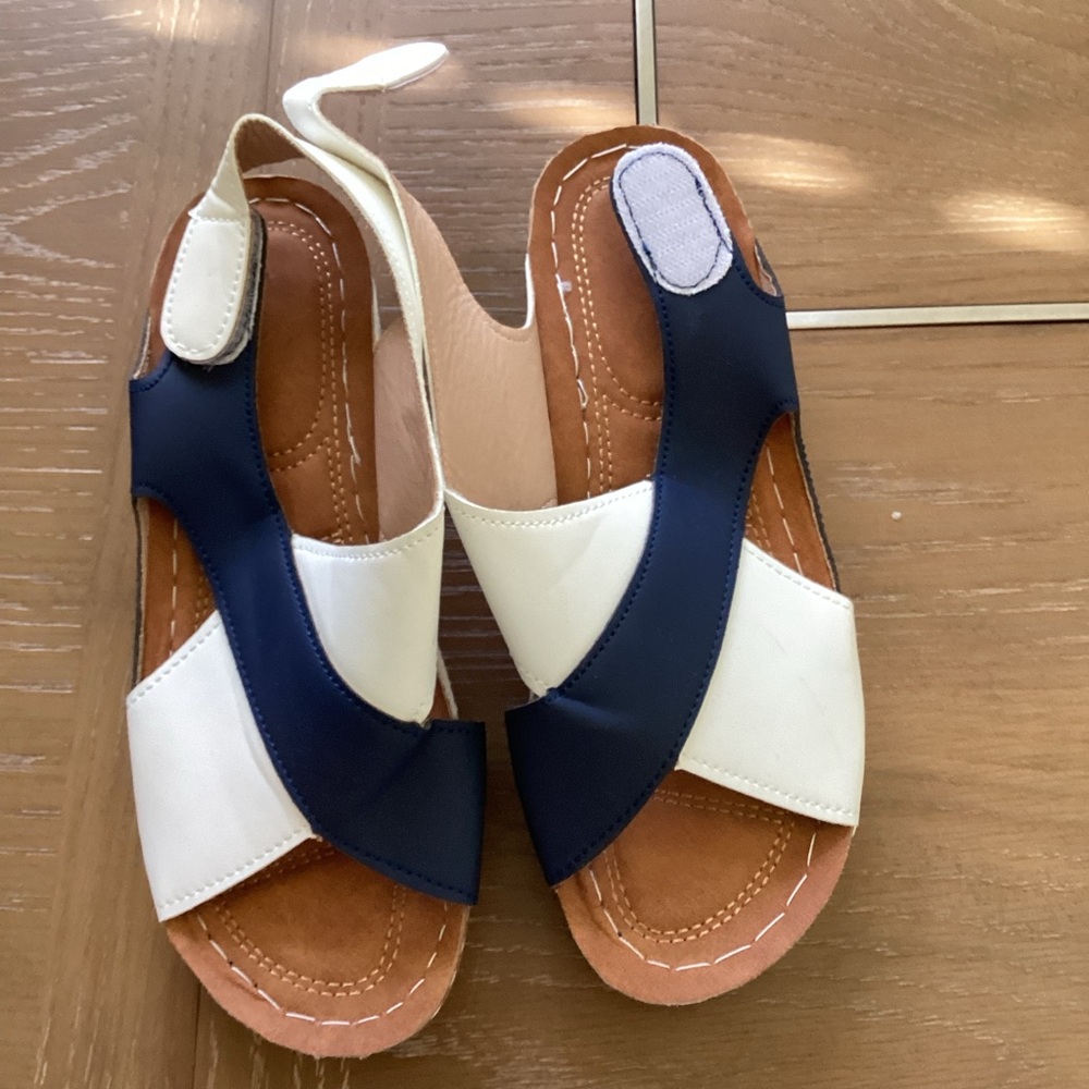 Women's Navy and White Sandals
